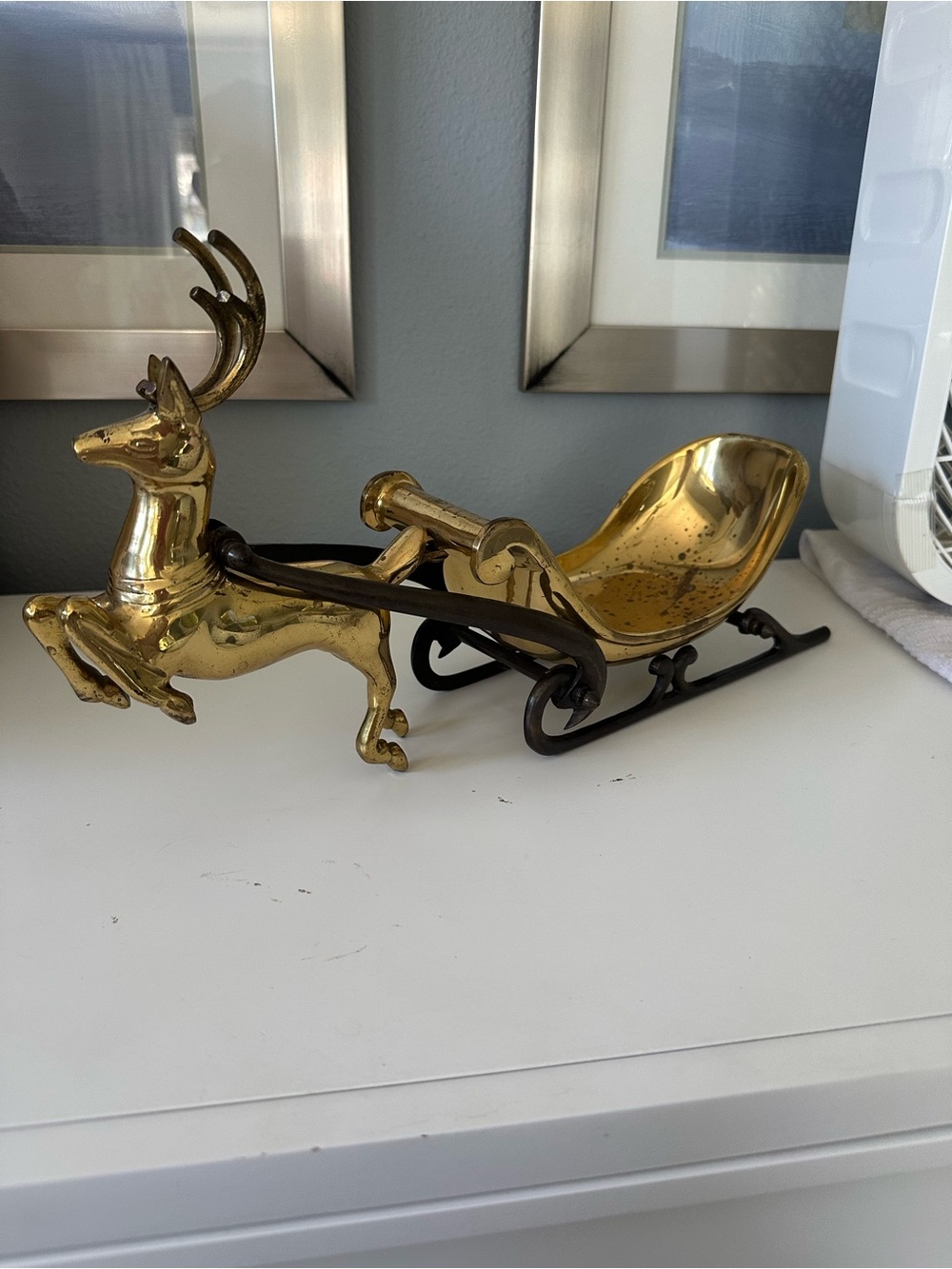 Brass Reindeer Sleigh by Century vintage